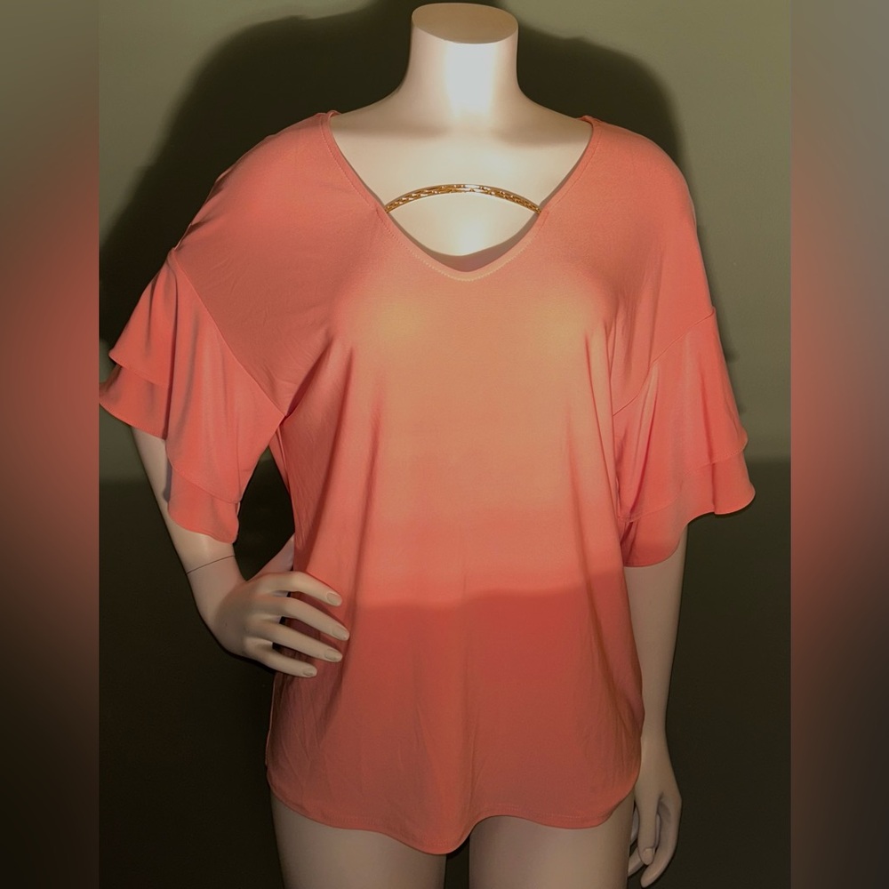 Frank Lyman Design Coral Ruffle Sleeve Blouse